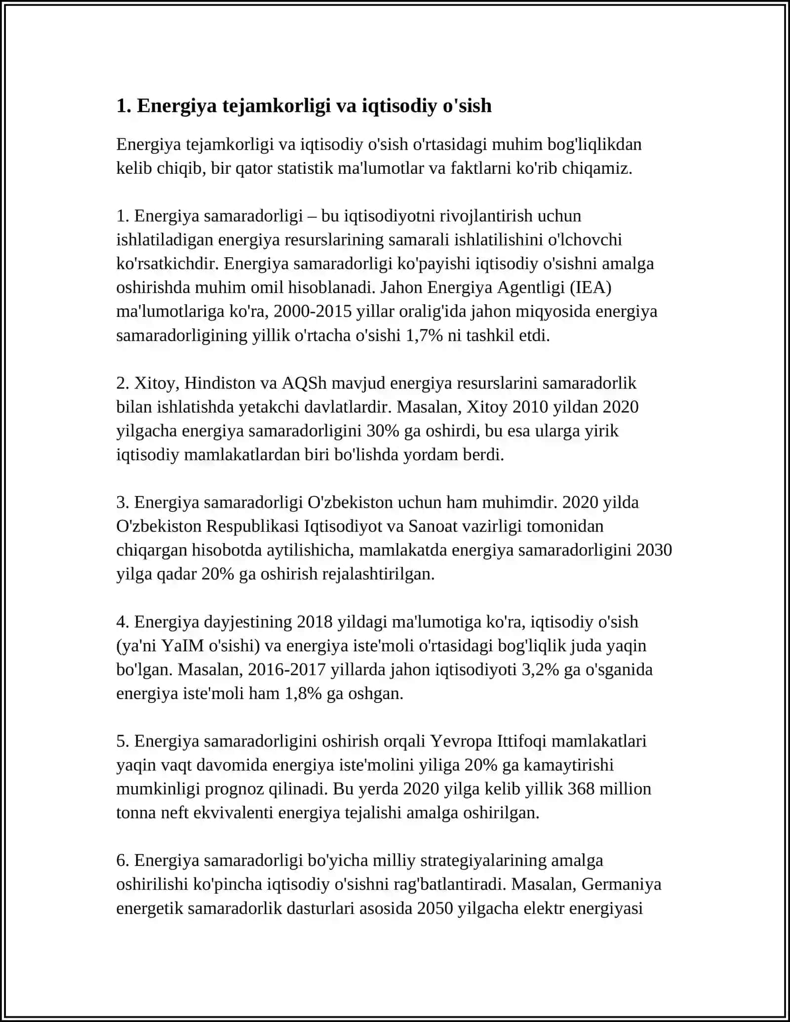 ENERGIYANING SAMARALI ISHLATISHNING IQTISODIY FOYDALARI 3