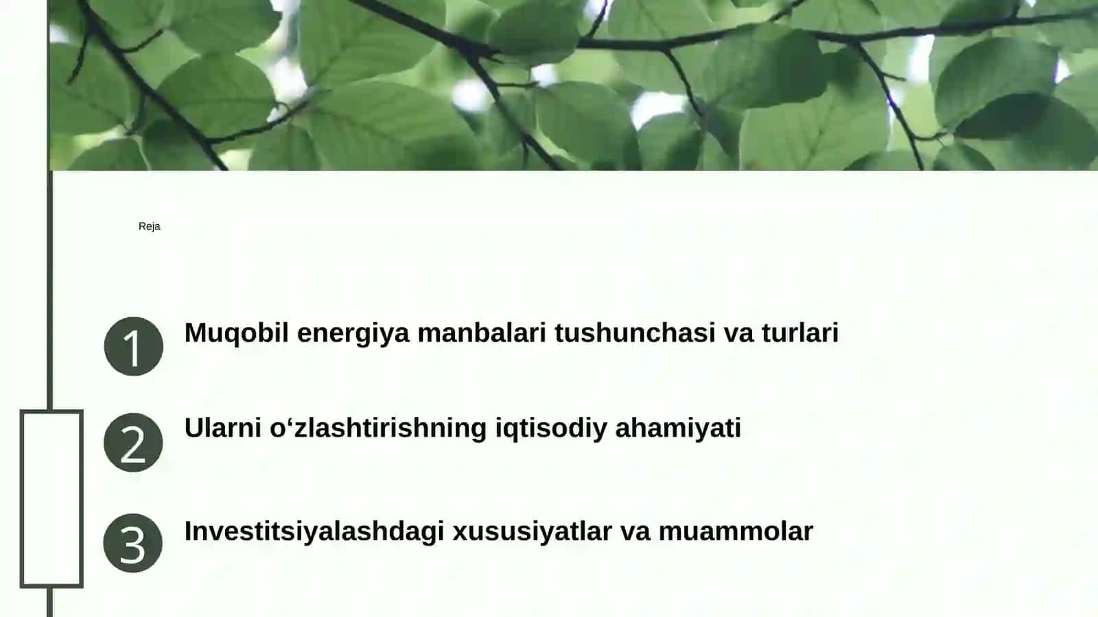 Muqobil energiya manbalarini o'zlashtirishni investitsiyalash xususiyatlari 3