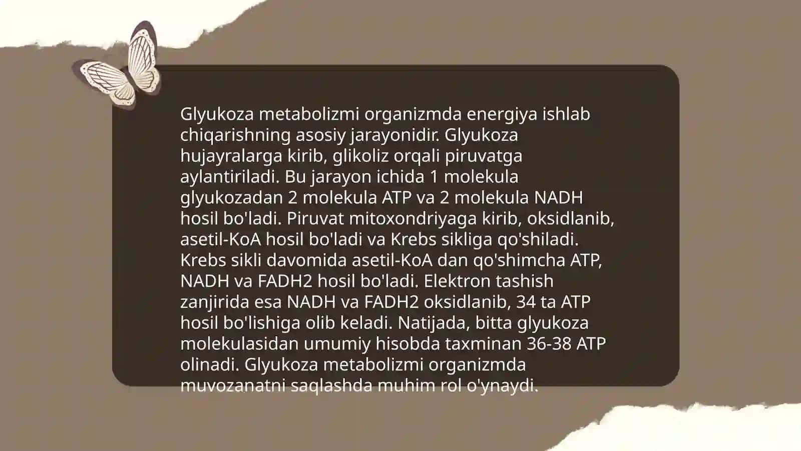 Glyukoza katobolizmi va glyukoneogenez. Pentozafosfat yoʻlining ahamiyati 3