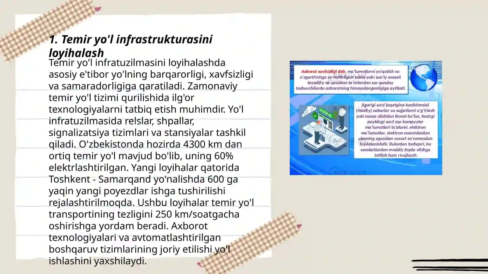 Temir yo'l tarmoqlarini loyihalash va boshqarish.(Infrastruktura, yonalishlar, transport vositalari) 3