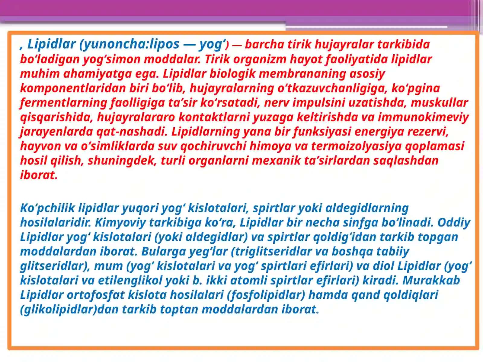 Lipidlar haqida umumiy tushunchalar 3