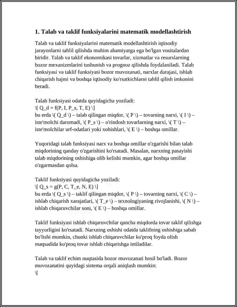 FORMULALAR VA FUNKSIYALAR YORDAMIDA IQTISODIY JARAYONLARNI MODELLASHTIRISH 3