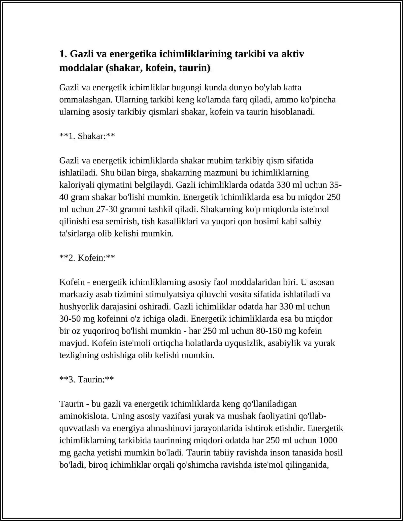 GAZLI VA ENERGETIKA ICHIMLIKLARNI FOYDALI VA ZARARLI TOMONLARI 3