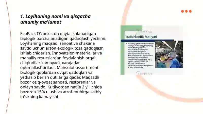 Tadbirkorlik va innovatsiya loyihasi boʻyicha slayd 3