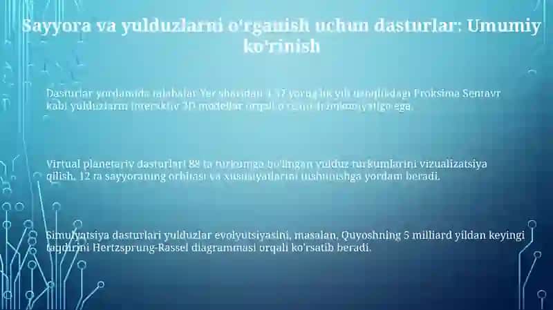 Astronomiya o'qitishda planetalar va yulduzlarni o'rganish uchun ilovalar 3