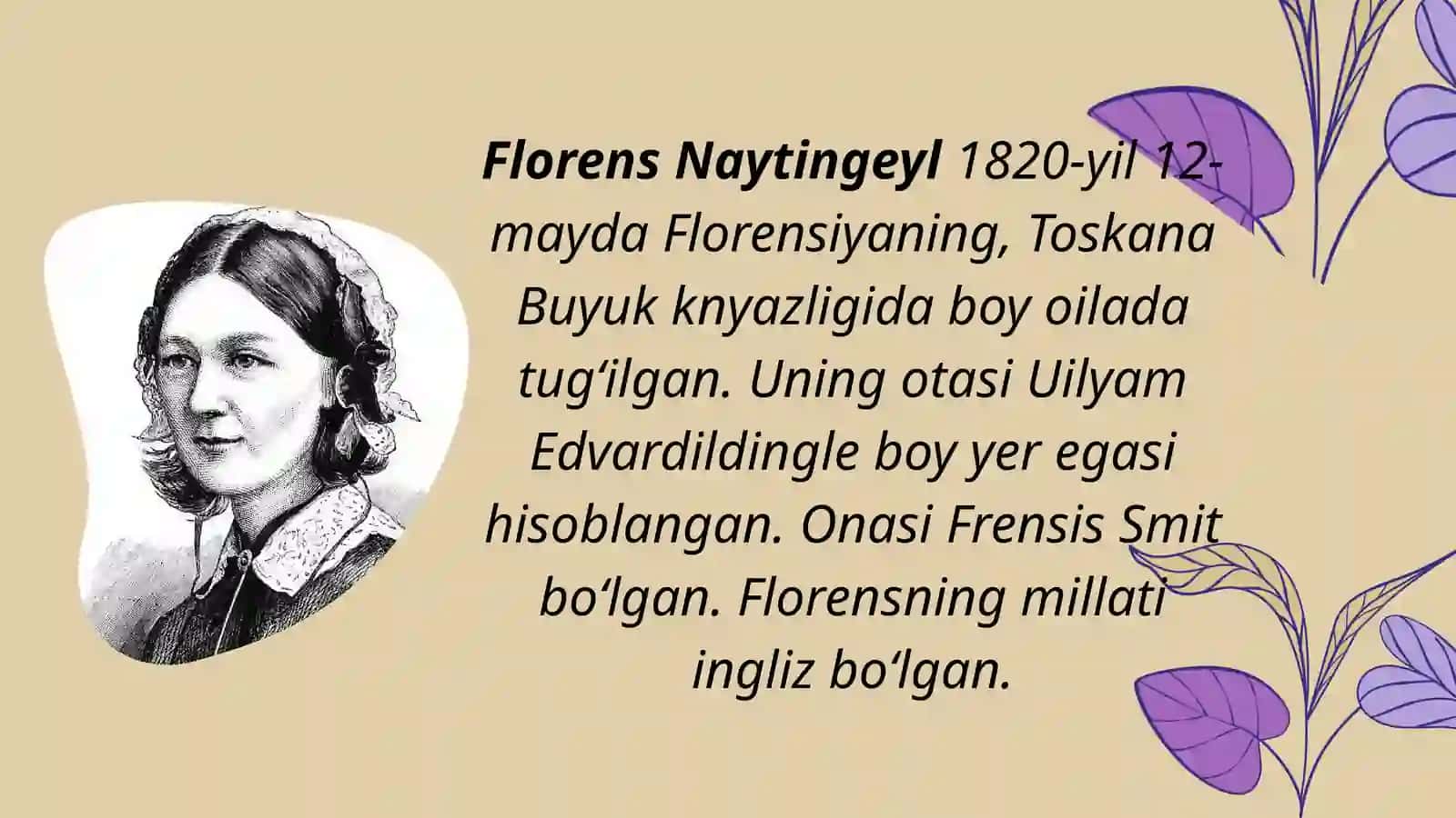F. Naytingeylning,, Bemorlarni parvarishlash haqidagi qaydlarim’’ kitobi 3