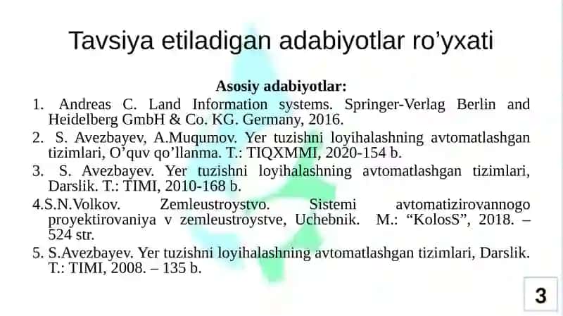 Yer tuzishni loyihalashning avtomatlashgan tizimlari 3