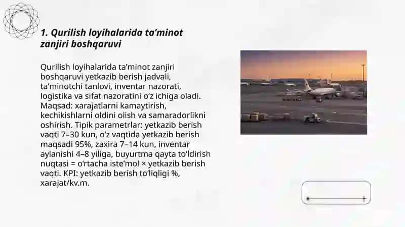 Qurilishda logistika va materiallarni yetkazib berish boshqaruvi 3
