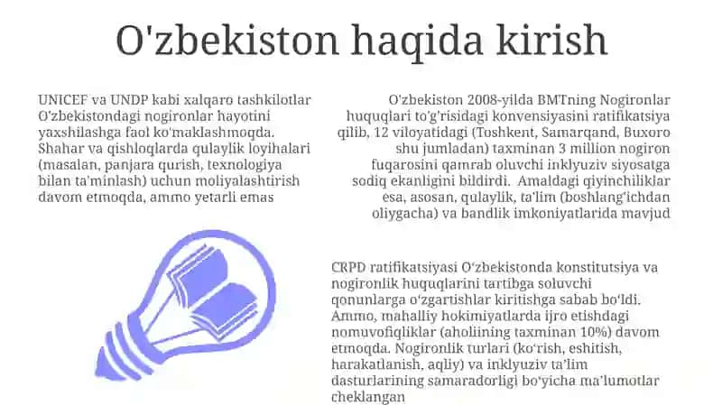 Oʻzbekiston respublikasida nogironlik konvensiyasini ratifikatsiya qilish haqida tahlil 3