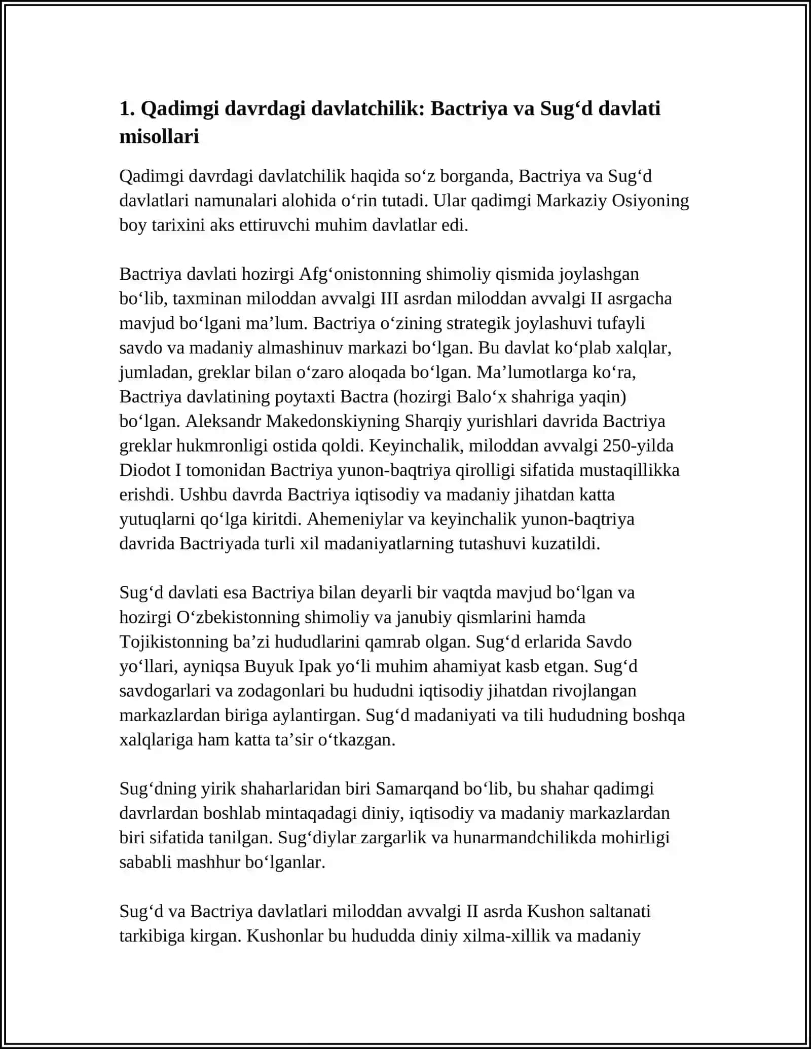 O‘ZBEK DAVLATCHILIGINING TARIXIY BOSQICHLARI (O‘ZBEKISTON HUDUDIDAGI DAVLATLAR TARIXI MISOLIDA) 3