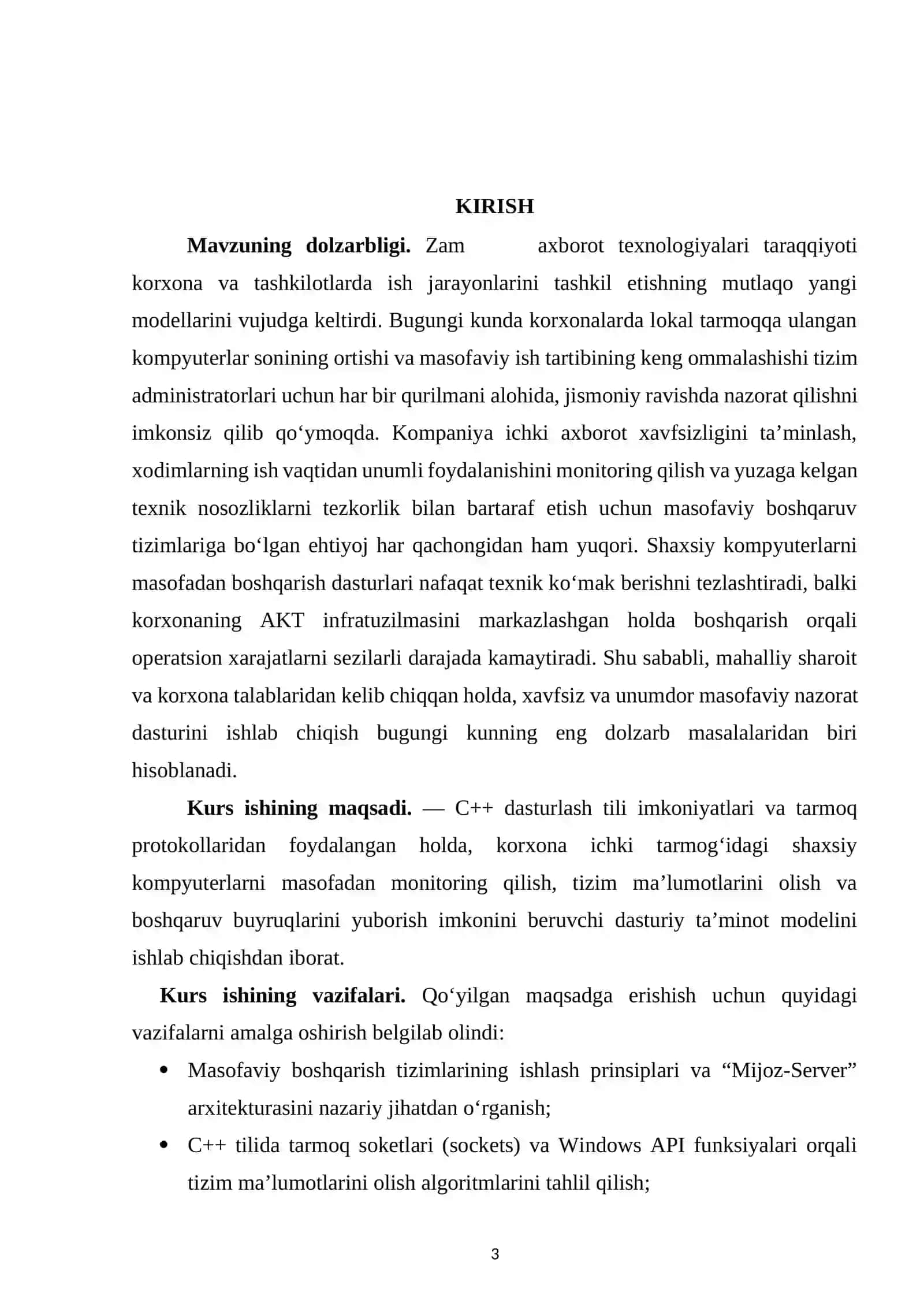 Korxona shaxsiy kompyuterlarini masofadan boshqarish va nazorat qilish dasturini ishlab chiqish 3