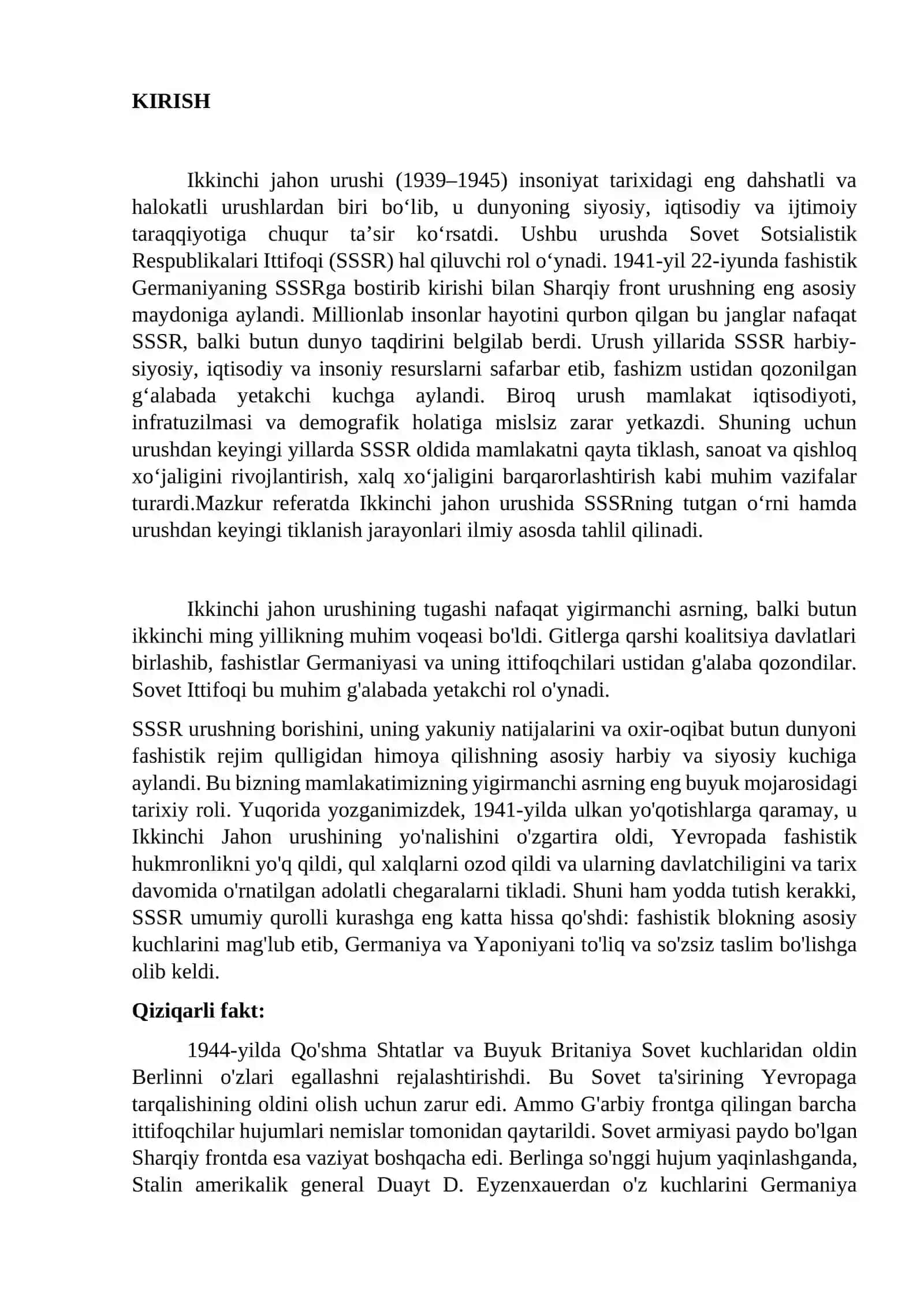 Ikkinchi jahon urishida SSSR ning roli va urushdan keyin tiklanishi 3