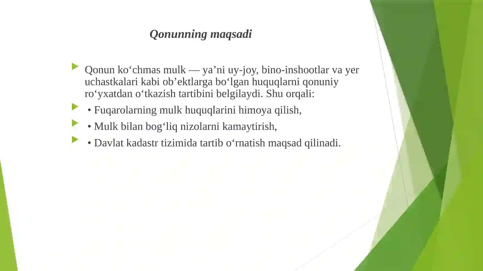 Ko’chmas mulkka doir normativ – huquqiy hujjatlar bilan tanishish 3