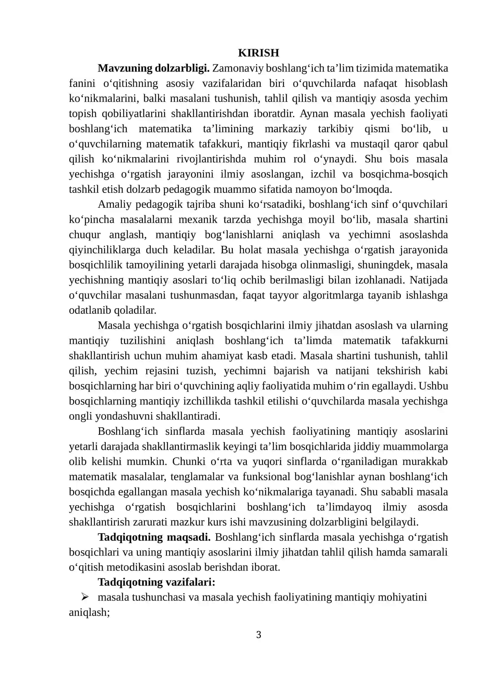 MASALA YECHISHGA O‘RGATISHNING UMUMIY USULLARI USTIDA ISHLASH 3