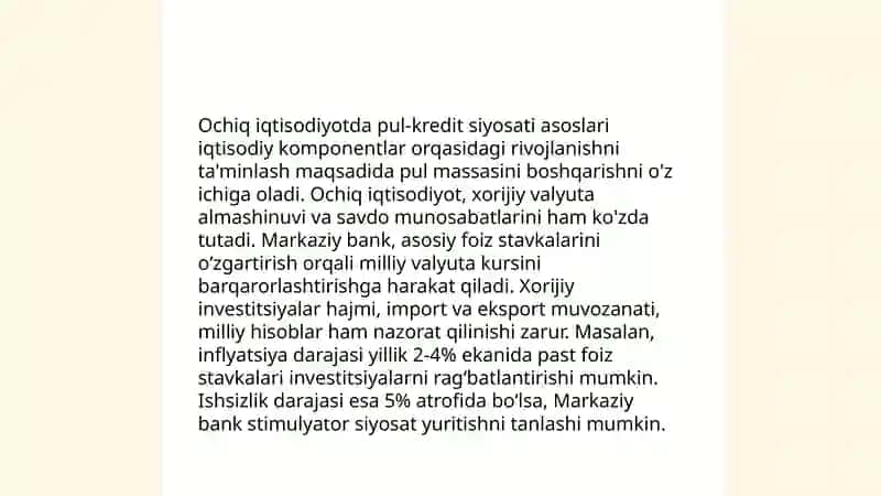 Ochiq iqtisodiyot pul -kridet siyosati 3