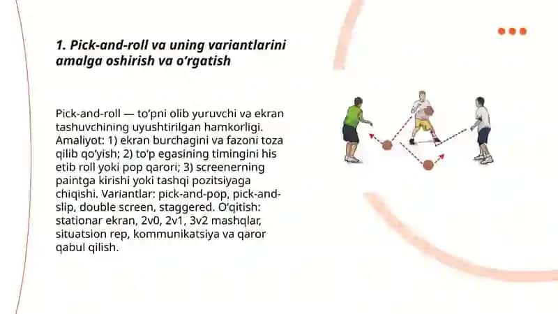 Taktik harakatlar, kombinatsiyalar va ularga oʻrgatish asoslari. Basketbol 3