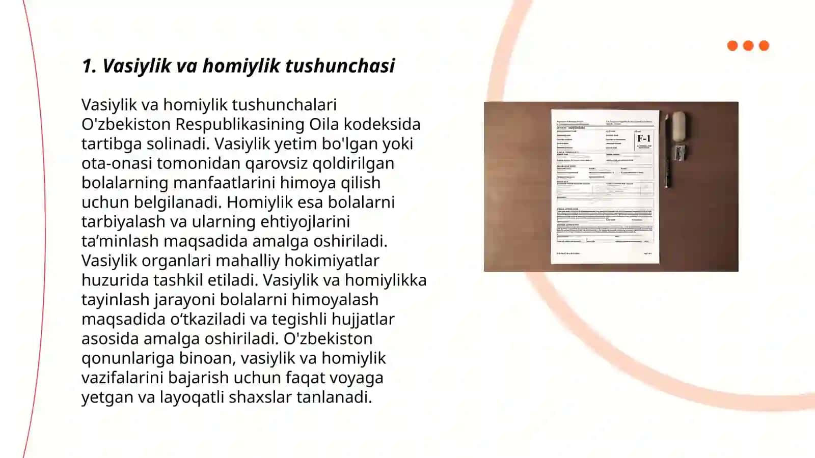 Vasiylik va homiylik sohasidagi munosabatlarni tartibga solish 3