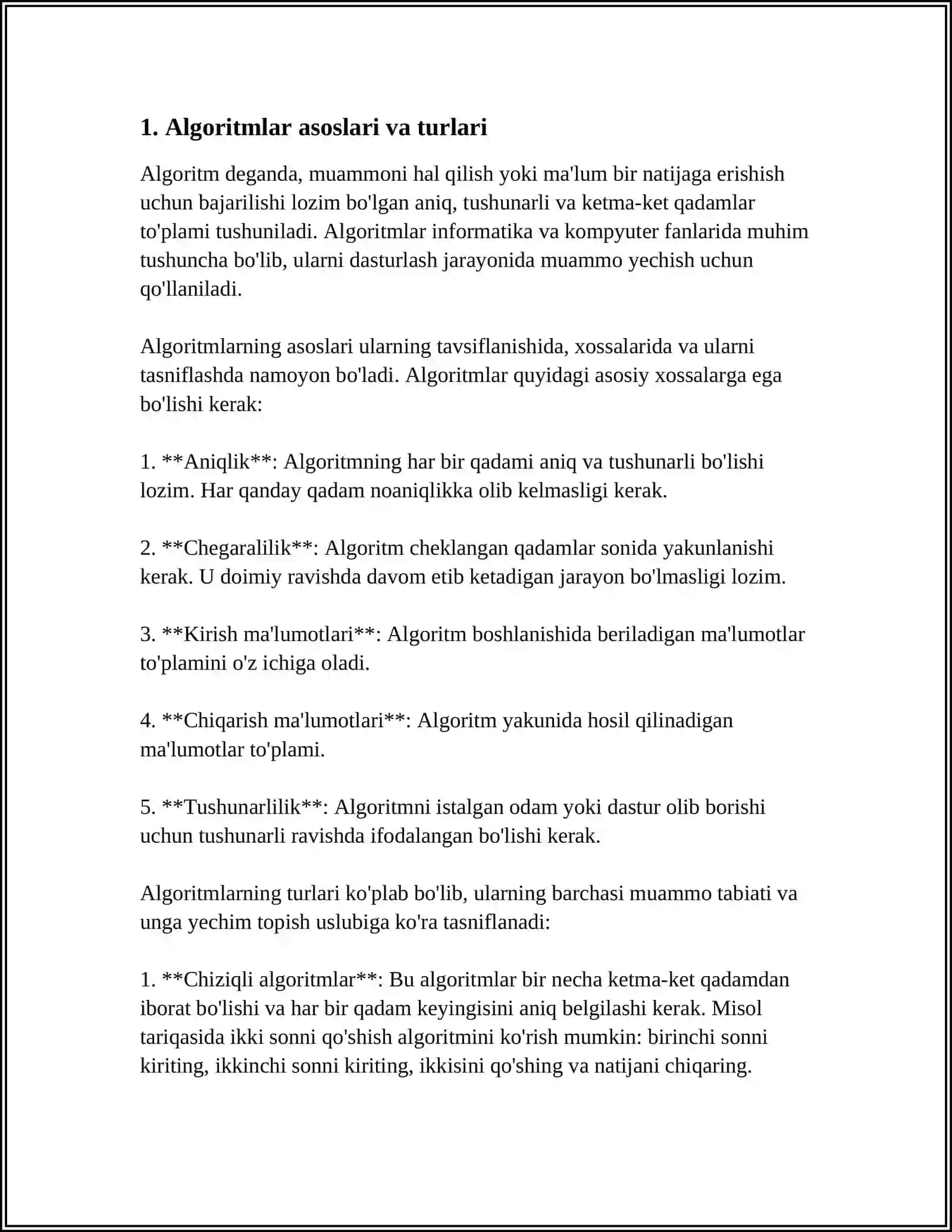 ALGARITIMLAR VA BERILGANLAR STRUKTURASI 3