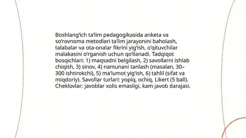 Boshlangʻich taʼlim pedagogikasi fanining tadqiqot metodlari 3