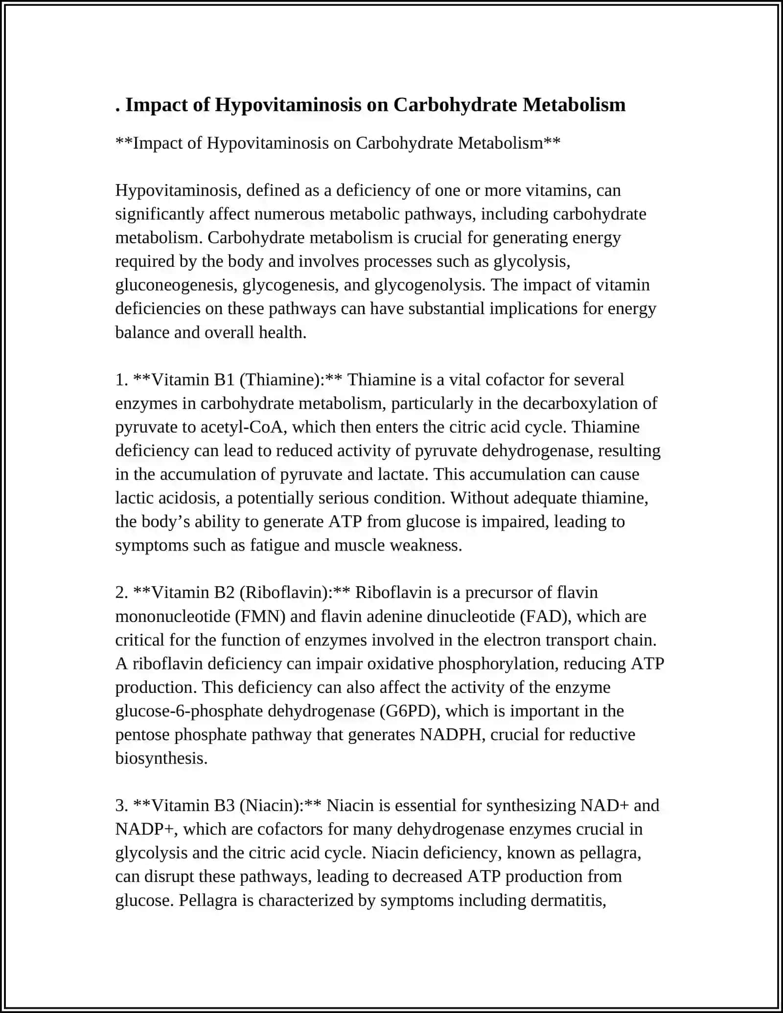 Impact of Hypovitaminosis on Carbohydrate Metabolism 3