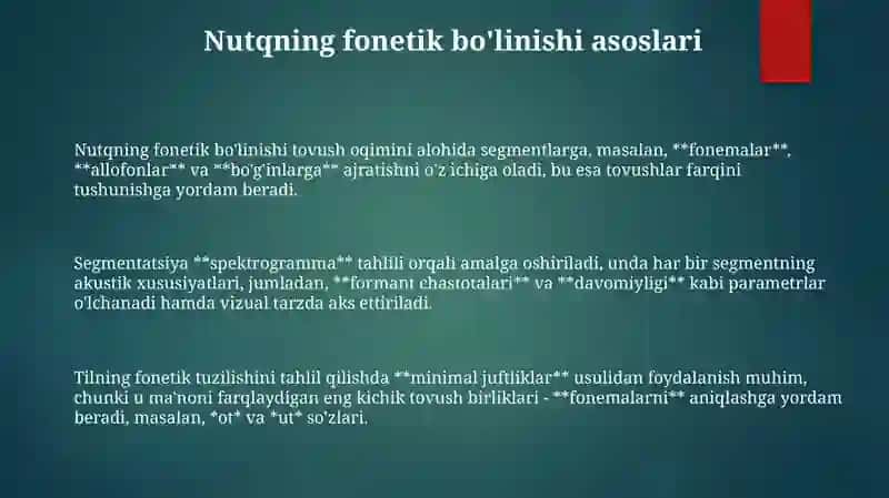 Nutqning fonetik boʻlinishi 3