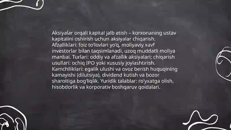 Aksiyalar orqali kapital jalb etish 3
