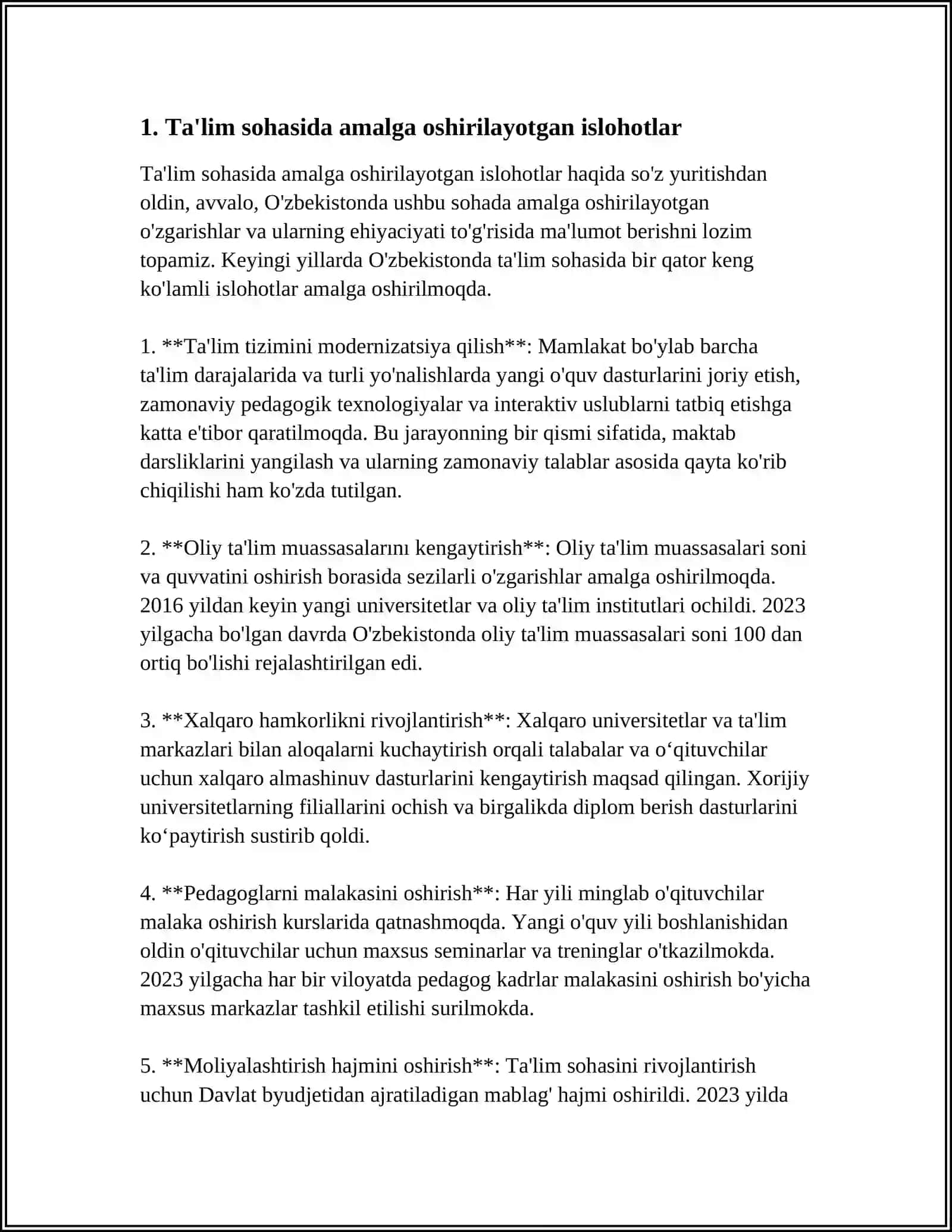 O'ZBEKISTONDA IJTIMOIY SOHADA AMALGA OSHIRILAYOTGAN O'ZGARISHLAR MAZMUN VA MOHIYATI 3