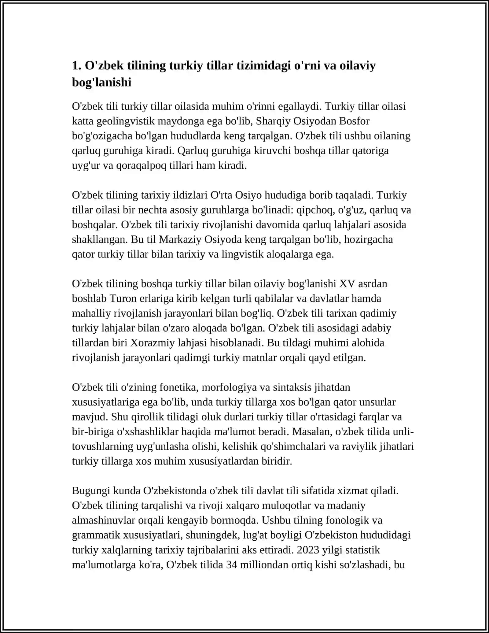 O'ZBEK TILI VA UNING TILLAR TIZIMIDAGI O'RNI 3