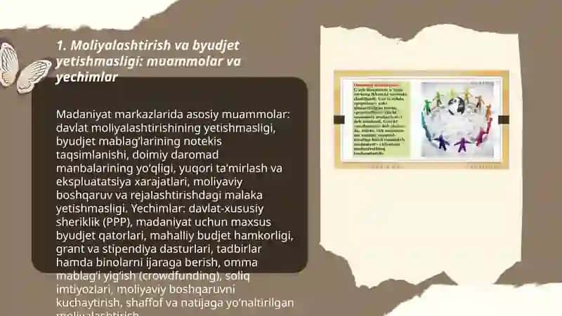 Madaniyat markazlarini rivojlantirish bilan bogʻliq muammolar va ularning yechimi 3