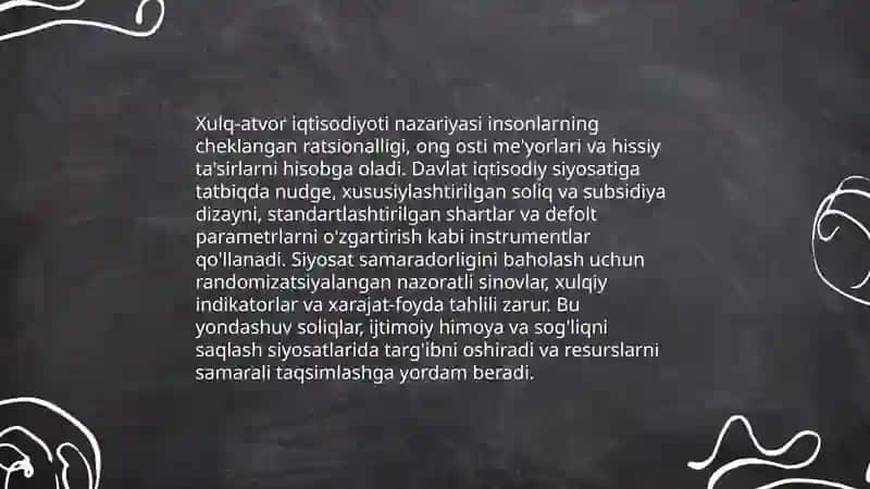 Xulq atvor iqtisodiyotning davlat iqtisotdiy siyosatiga tasir va unig baxolash 3