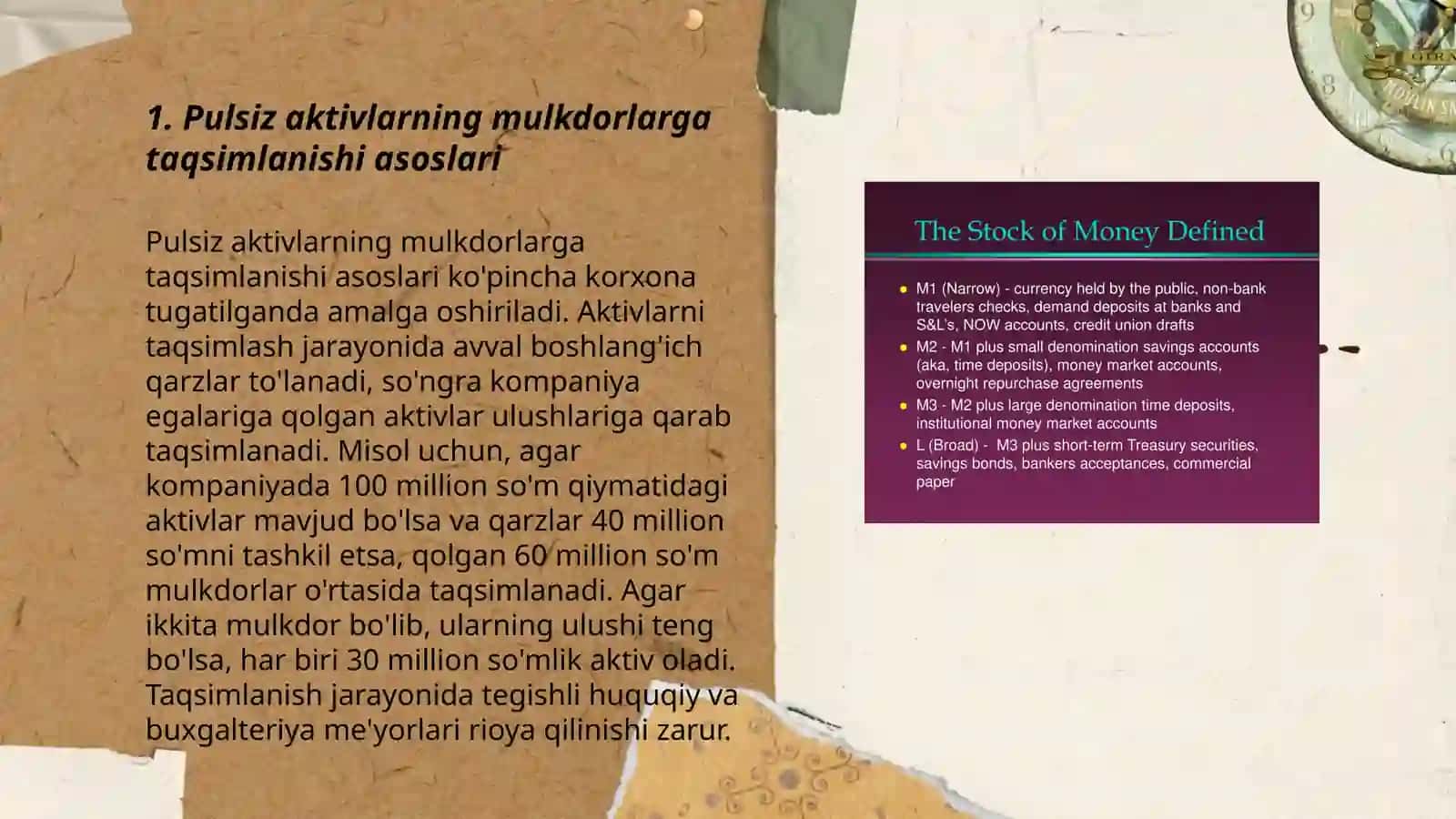 Pulsiz aktivlarning mulkdorlarga taqsimlanishi asoslari 3