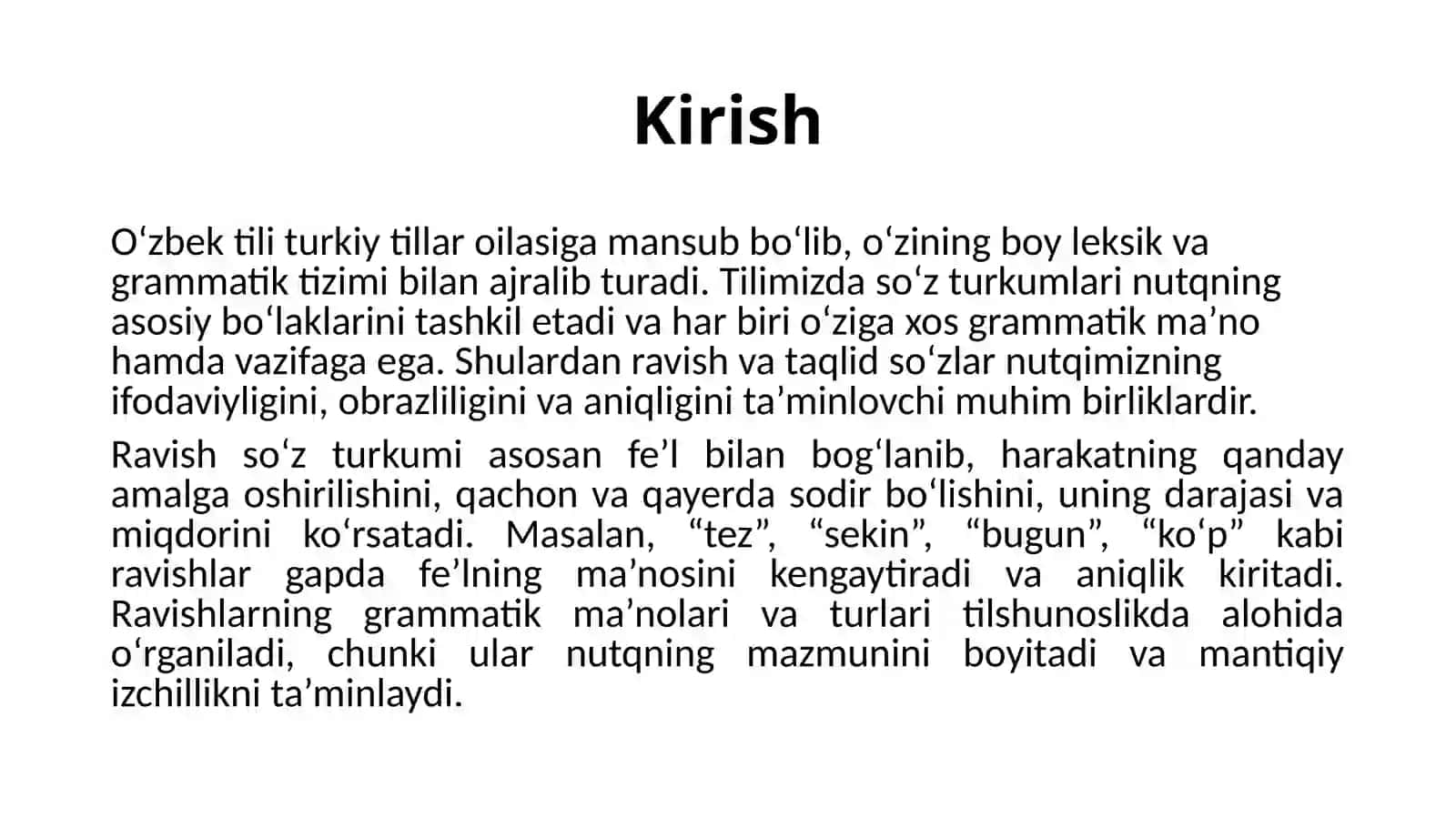 Òzbek tilida ravish va taqlidning umumiy grammatik ma’nosi 3