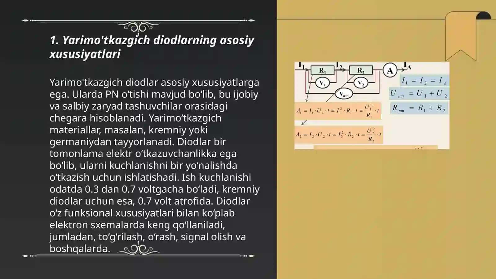 YARIM O‘TKAZGICH DIODLARNING EKVIVALENT SXEMALARI, QO‘LLANISH SOHALARI 3