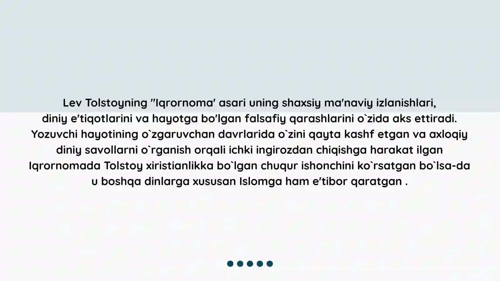 Lev Tolstoyning "Iqrornoma "asaridagi diniy e'tiqodlarni tahlil etish 3