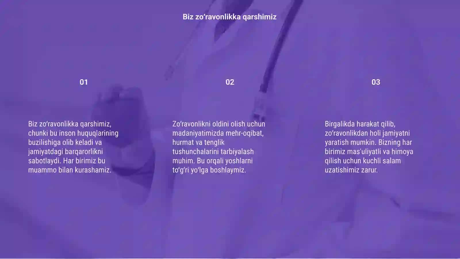 Biz zoʻravonlikka qarshimiz 3