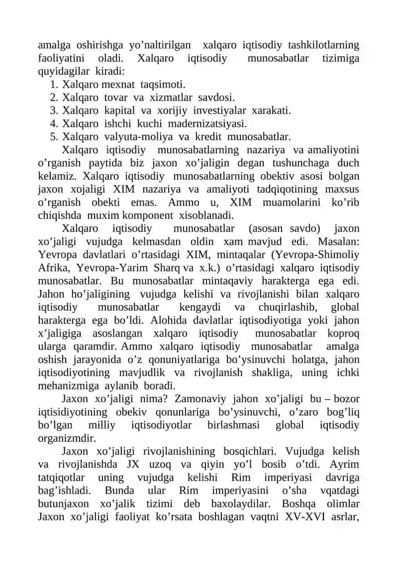 Jahon  xo’jaligi  va  xalqaro  iqtisodiy  munosabatlar:  asosiy  ko’rinishlari  va  xususiyatlari. 3