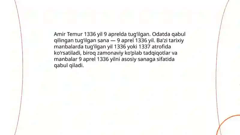 Amir Temur tug'ilishi haqida malumot 3