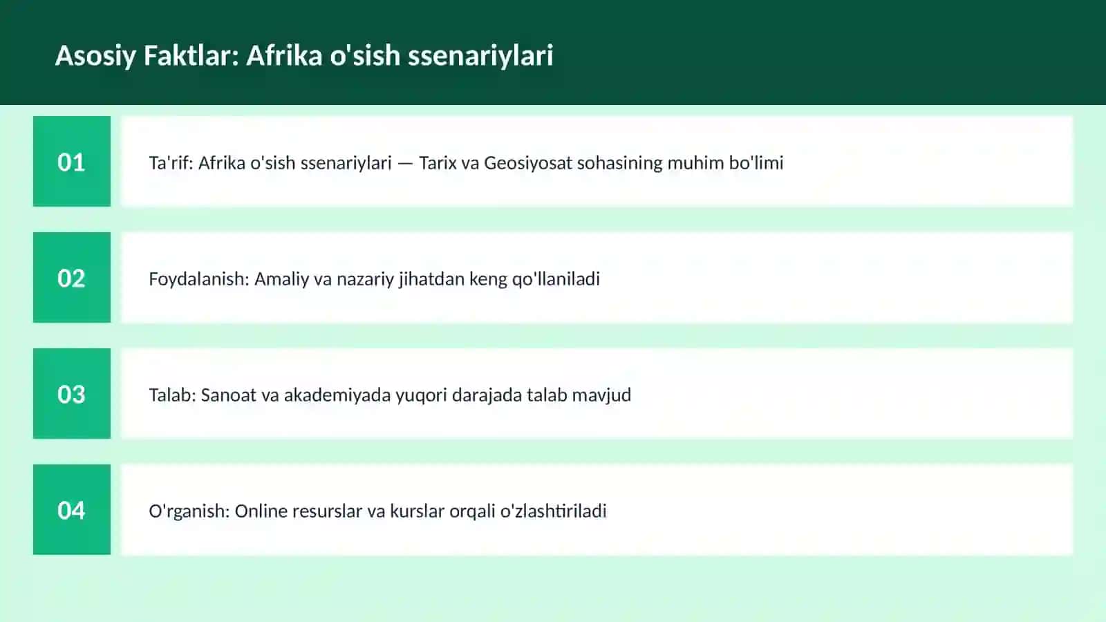 Afrika o'sish ssenariylari 3