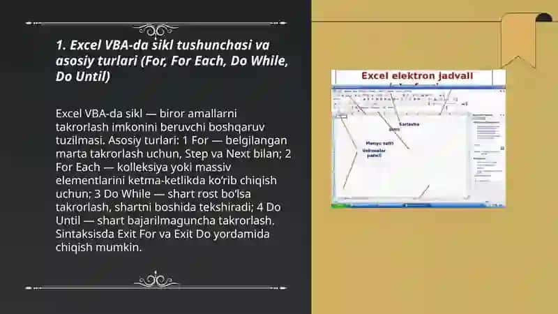 Excel VBA-sikl tushunchasi va asosiy turlari 3