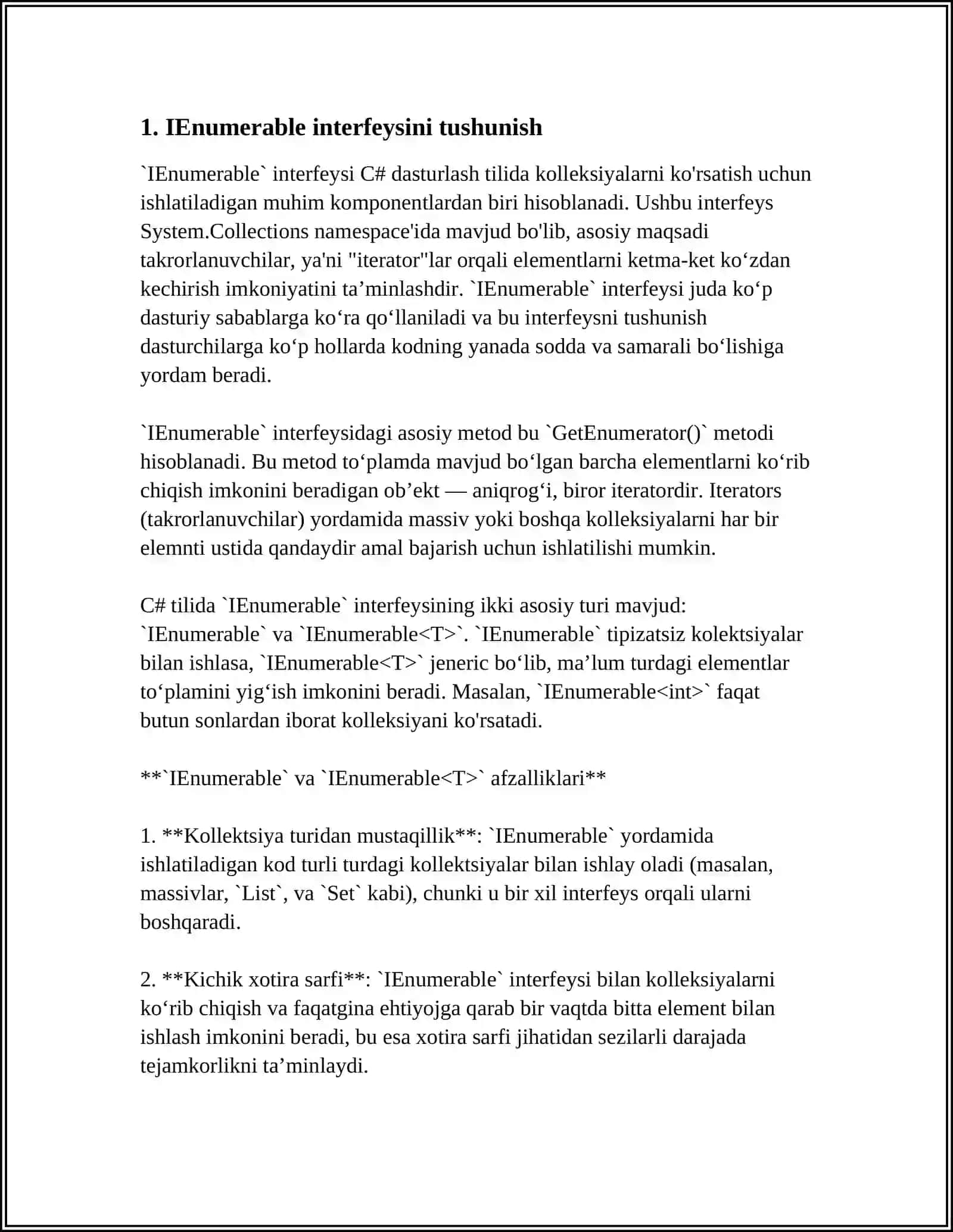 IENUMERABLE VA IENUMERATOR INTERFEYSLARI 3