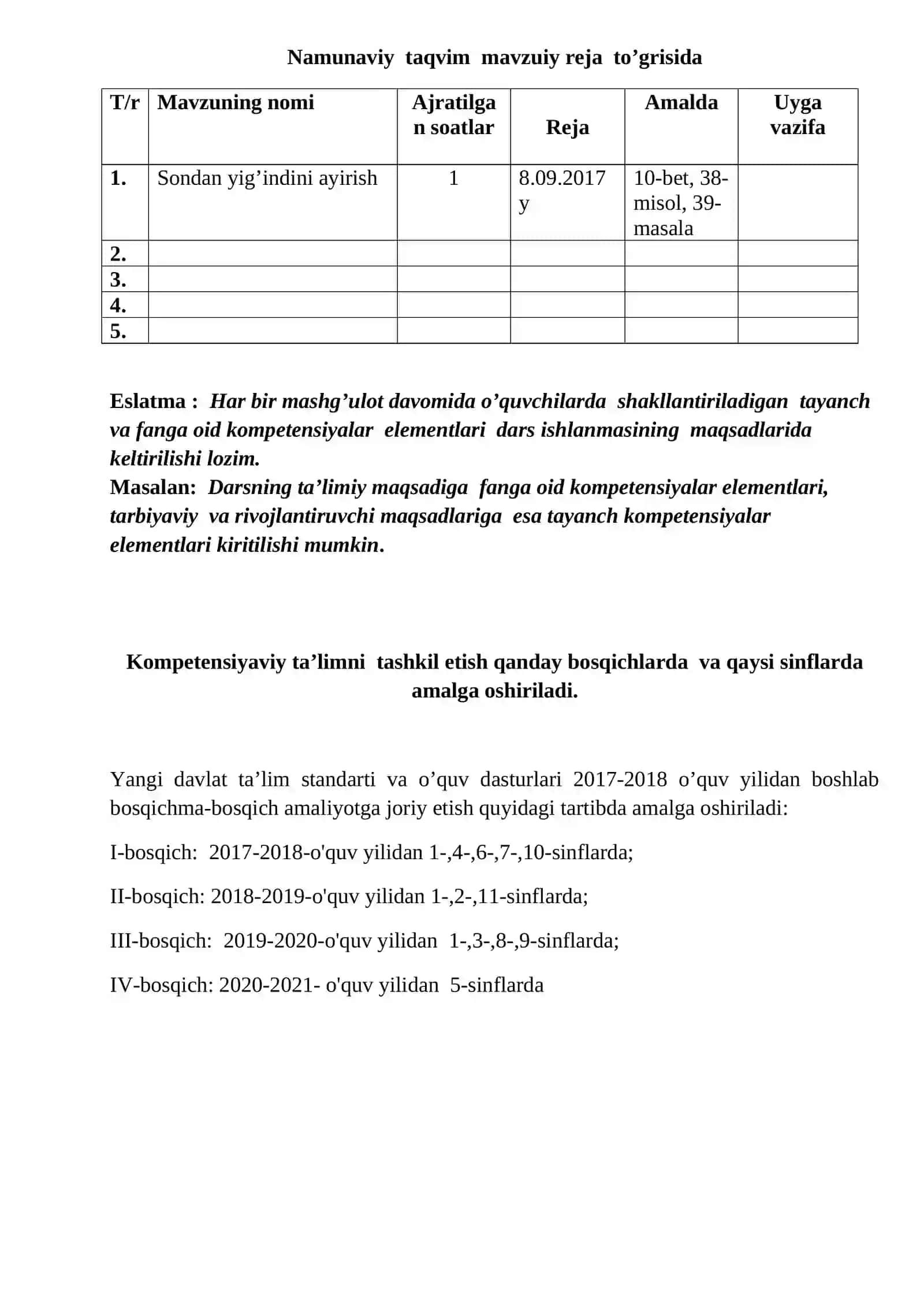 4-sinflar uchun yillik ish rejasi 3