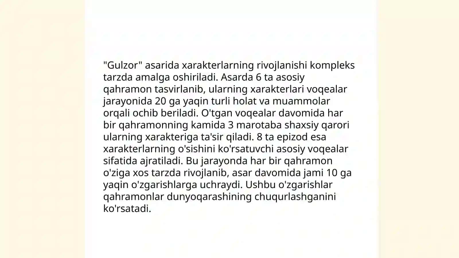Xojaning "Gulzor " asarida obraz va xarakter yaratish mahorati 3