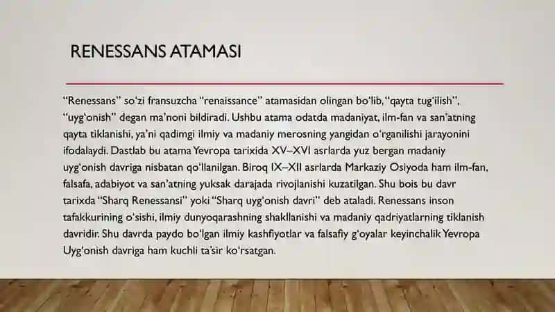 IX-XII asrlarda mamlakatimizda roʻy bergan madaniy uygʻonish renessans 3