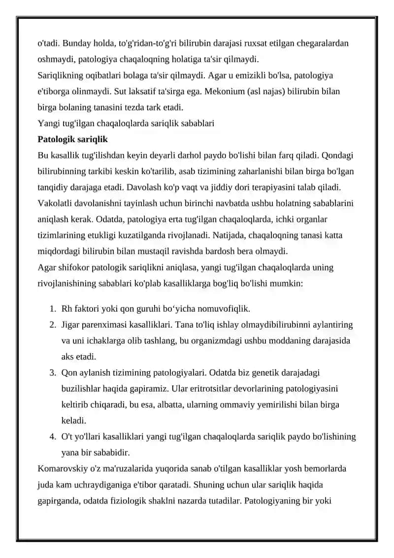 Yangi tug‘ilgan chaqaloqlarda sariqlik 3