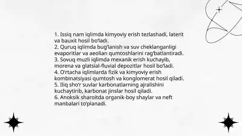 Choʻkindi jinslarining iqlimga bogʻliq hosil boʻlish mexanizmlari 3
