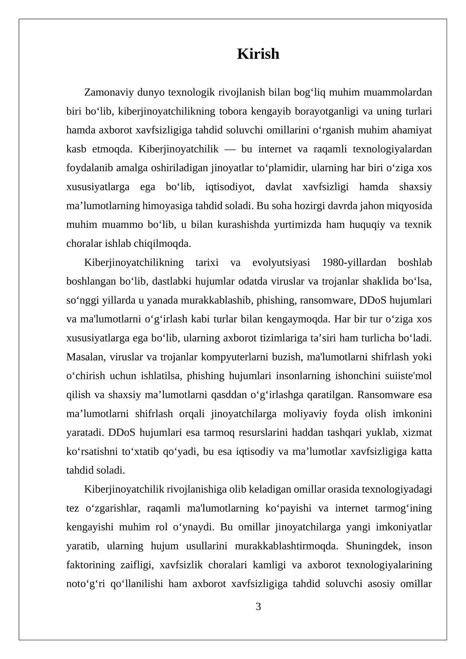 ZAMONAVIY KIBERJINOYATCHILIK VA UNING TURLARI HAMDA AXBOROT XAVFSIZLIGIGA TAHDID SOLUVCHI OMILLAR 3