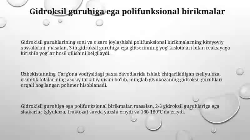 Polifunktsional birikmalar va ularning xossalari 3