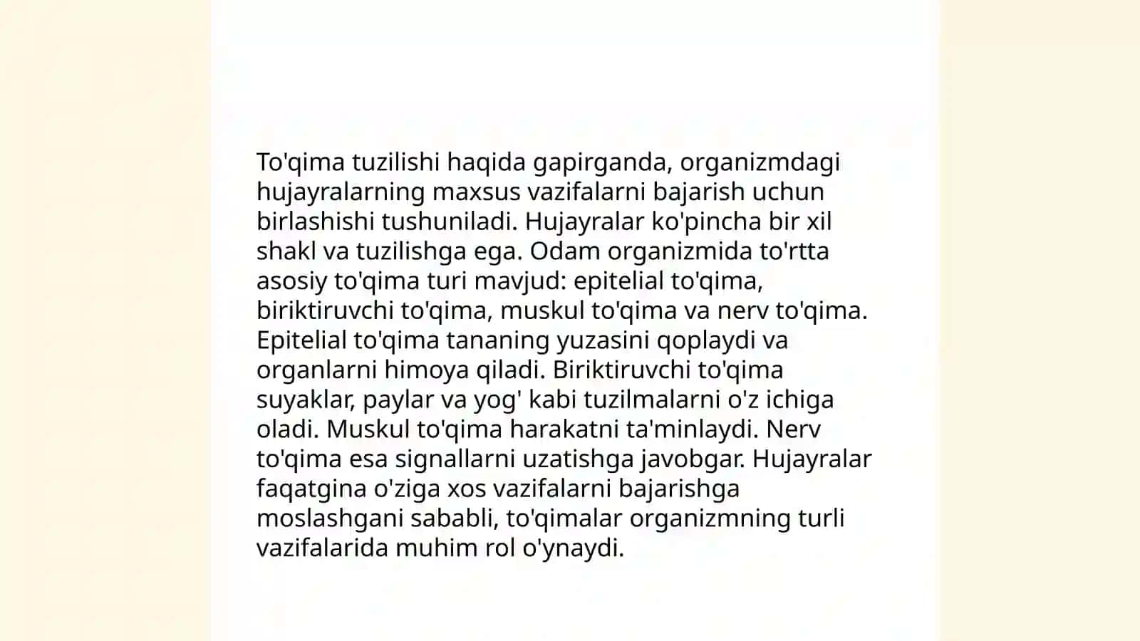 Toʻqimalar haqida umumiy tushuncha vA ularning tasnifi 3
