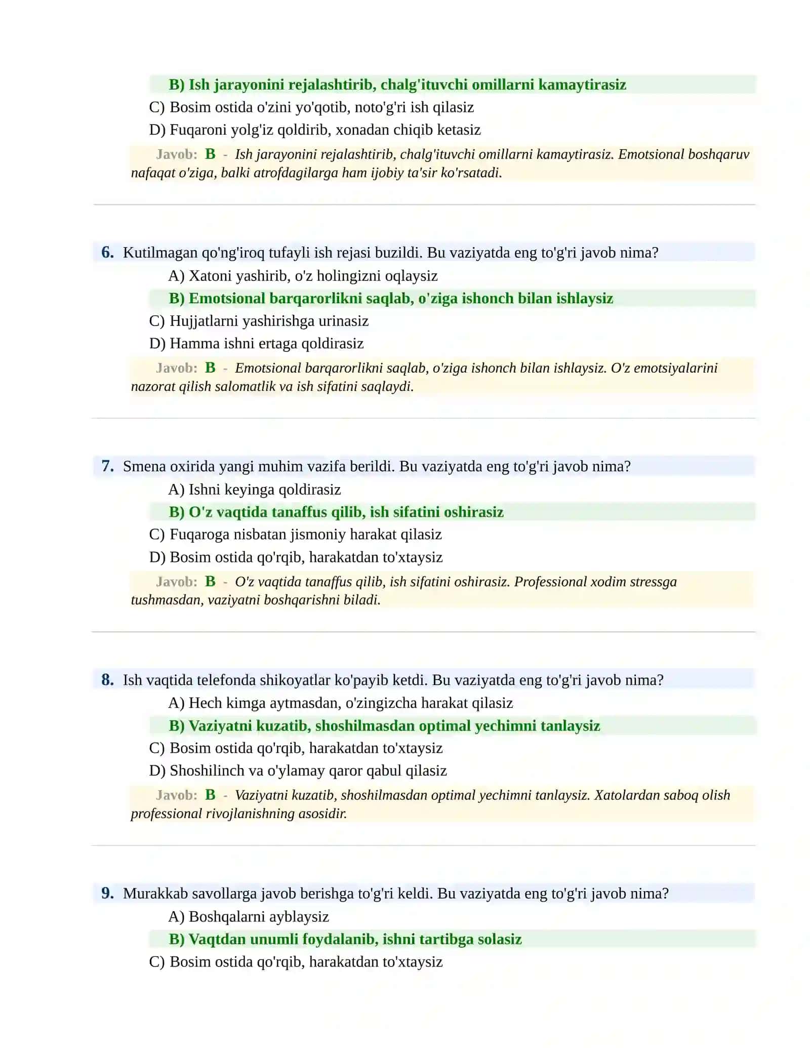 BOJXONA XIZMATIGA ISHGA KIRISH PSIXOLOGIK SINOV Testlari 2026-yil 3