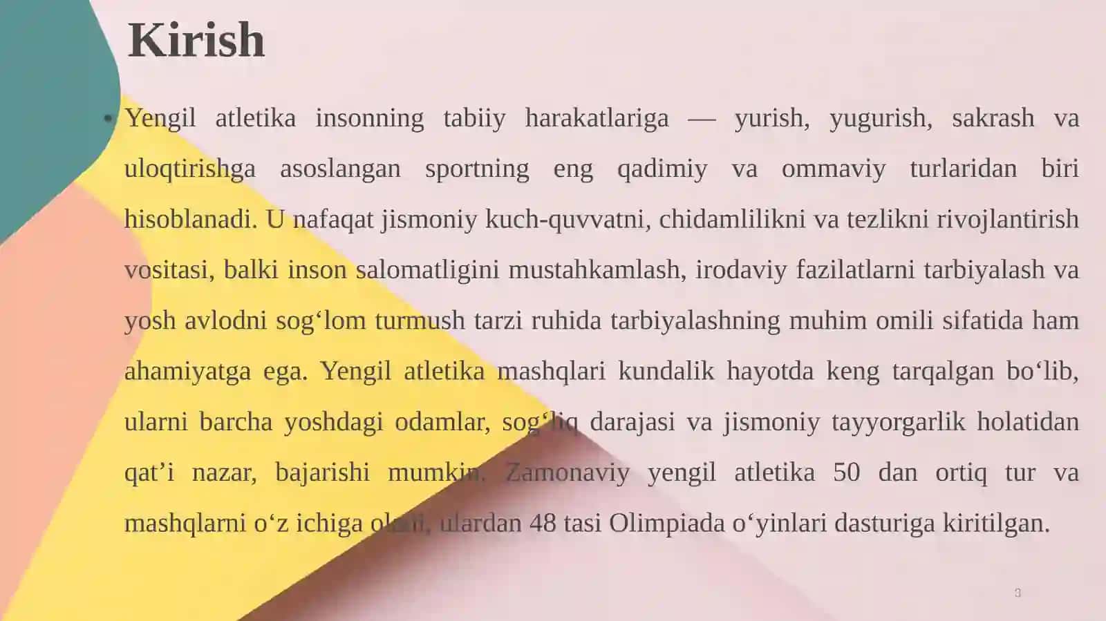 Yengilatletika turib o‘yichahakamlik qilish qoidalari, hakamlarning vazifalari, musobaqalar o‘tkazish nizomini tuzish 3